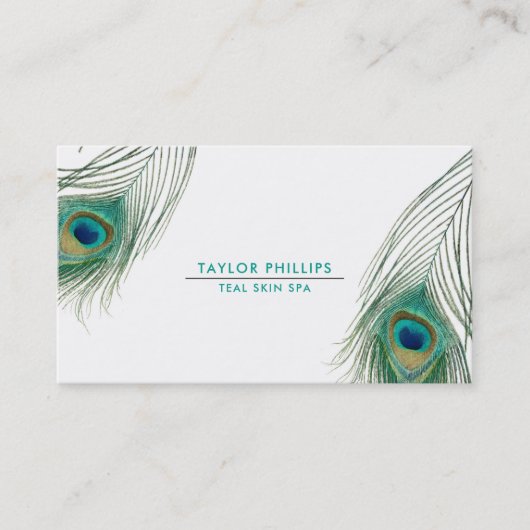 Peacock Feather Boho Elegant Visitekaartje (Voorkant)