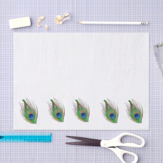 Peacock feather bordered tissue paper tissuepapier (Craft)