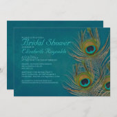 Peacock Feather Bridal Shower Invitations Kaart (Voorkant / Achterkant)