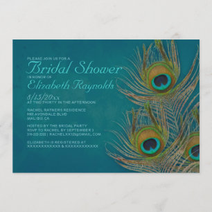 Peacock Feather Bridal Shower Invitations Kaart