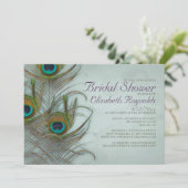  Peacock Feather Bridal Shower Invitations Kaart (Staand voorkant)