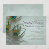  Peacock Feather Bridal Shower Invitations Kaart (Voorkant / Achterkant)