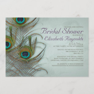 Peacock Feather Bridal Shower Invitations Kaart