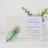 Peacock Feather Bridal Shower Uitnodiging (Staand voorkant)