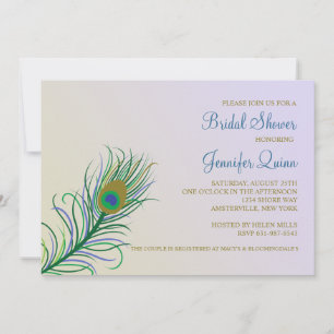 Peacock Feather Bridal Shower Uitnodiging