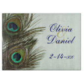 Peacock Feather Bride en Groom Cutting Board Snijplank (Voorkant)