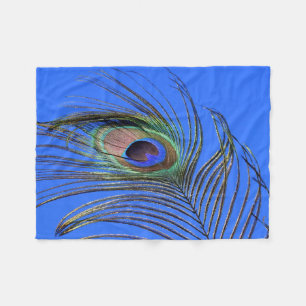 Peacock Feather Bright Blue Sky Foto Fleece Deken