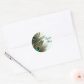 Peacock Feather Bruid en bruidegom Envelope Sticke Ronde Sticker (Envelop)