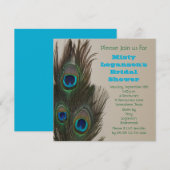 Peacock Feather Bruids Douche Uitnodiging (Voorkant / Achterkant)
