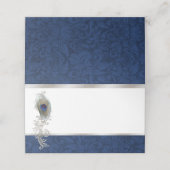 Peacock Feather Bruiloft Gevouwen Plaats Kaart Plaatskaartje (Buitenkant ongevouwen)