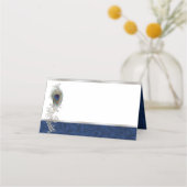 Peacock Feather Bruiloft Gevouwen Plaats Kaart Plaatskaartje (Voorkant)