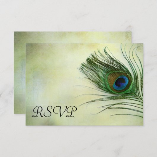 Peacock Feather Bruiloft RSVP Response Kaart (Voorkant / Achterkant)