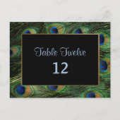 Peacock Feather Bruiloft Tafel Zitnummer Briefkaart (Voorkant)
