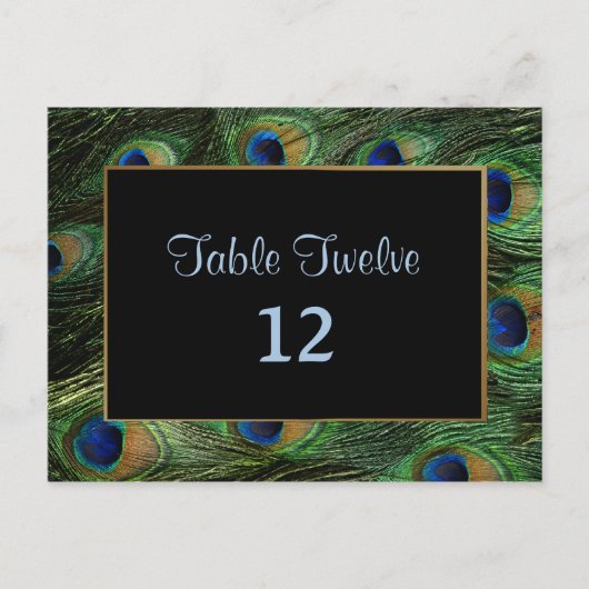 Peacock Feather Bruiloft Tafel Zitnummer Briefkaart (Voorkant)