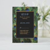Peacock Feather bruiloft uitnodiging - RSVP (Staand voorkant)