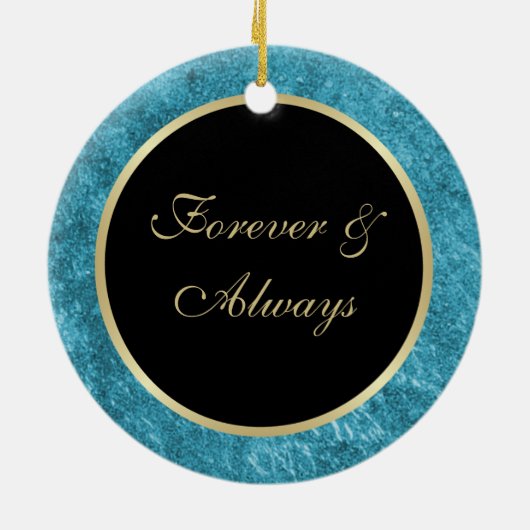 Peacock Feather Button 1e kerstversiering Keramisch Ornament (Achterkant)