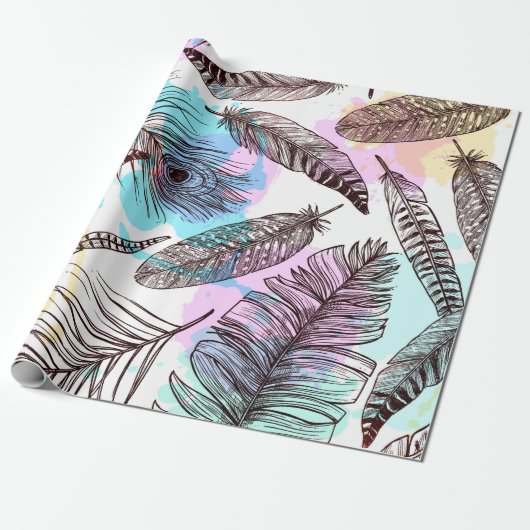 Peacock Feather Cadeaupapier (Uitgerold)