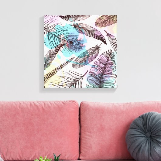 Peacock Feather Canvas Afdruk (Insitu (Woonkamer))