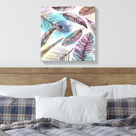 Peacock Feather Canvas Afdruk (Insitu (Slaapkamer))