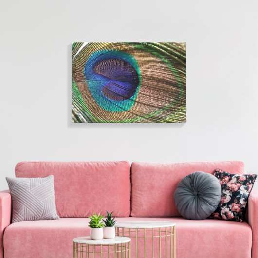 Peacock Feather Canvas Print (Insitu (Woonkamer))