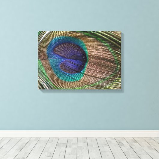 Peacock Feather Canvas Print (Insitu (Houten vloer))
