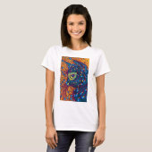 Peacock Feather Cat, Louis Wain T-shirt (Voorkant volledig)