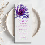Peacock Feather Chic Glitter Paars Bat Mitzvah Menu<br><div class="desc">Dit ontwerp is voorzien van een elegant roze en paarse glitter pauw veer op een witte achtergrond met de informatie in het menu Bat Mitzvah hieronder. Personaliseer door de tekst in de tekstvakjes uit te geven. Speciaal voor u ontworpen door Evco Studio www.zazzle.com/store/evcostudio #mitzvah #batmitzvah #eventplanner #mazeltov #jewish #mitzvahswg #party...</div>