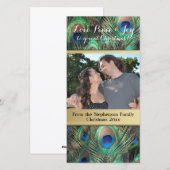 Peacock Feather Christmas Love Peace Joy Holiday Feestdagenkaart (Voorkant / Achterkant)