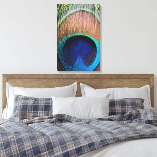 Peacock Feather Close-up Detail Fotodoek Canvas Afdruk (Insitu (Slaapkamer))