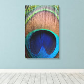 Peacock Feather Close-up Detail Fotodoek Canvas Afdruk (Insitu (Houten vloer))