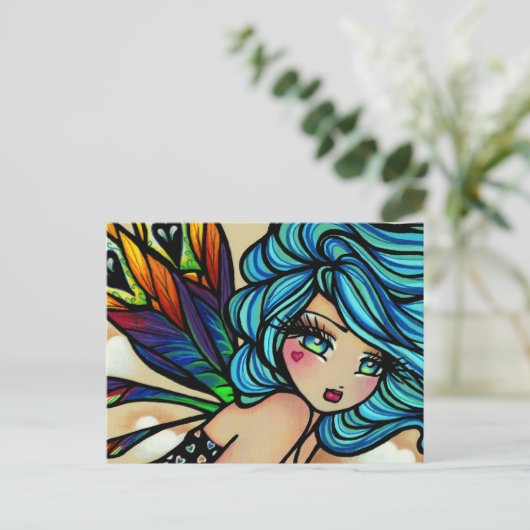 Peacock Feather Cloud Fairy Fantasy Briefkaart (Staand voorkant)