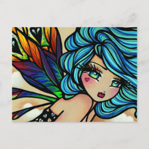 Peacock Feather Cloud Fairy Fantasy Briefkaart