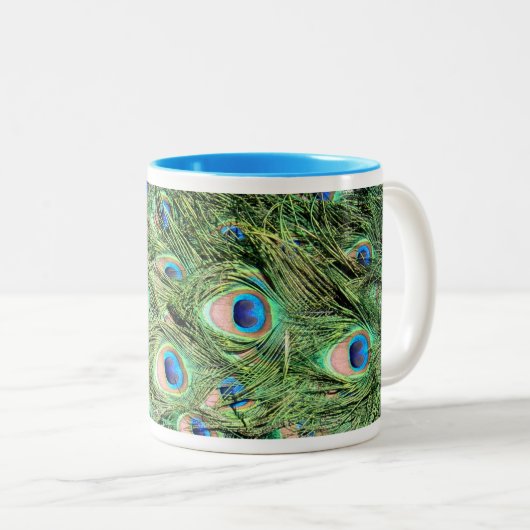 Peacock Feather Coffee of Tea Cup Beverage Mok (Voorkant rechts)
