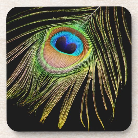 Peacock Feather Cork Onderzetter (Voorkant)