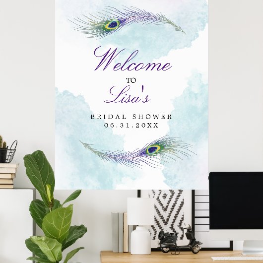 Peacock Feather Custom SIgn Poster (Thuiskantoor)
