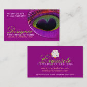 Peacock Feather Damask Hot Pink Visitekaartje (Voorkant / Achterkant)