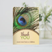 Peacock Feather Dank je wel Bedankkaart (Staand voorkant)