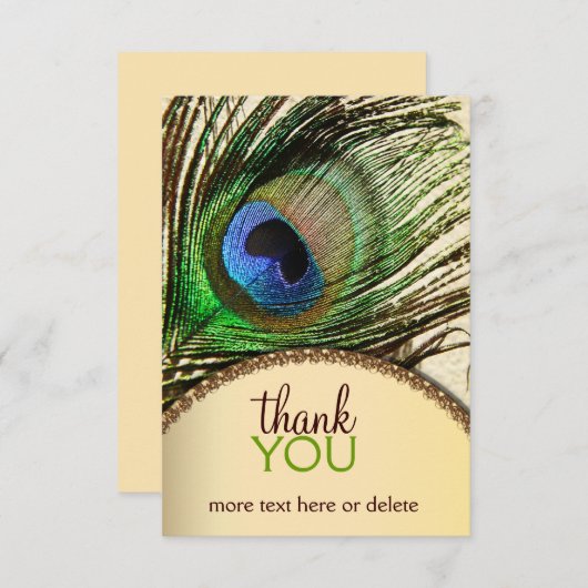 Peacock Feather Dank je wel Bedankkaart (Voorkant / Achterkant)