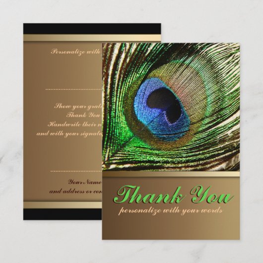 Peacock Feather Dank je wel Kaart (Voorkant / Achterkant)