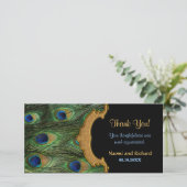 Peacock Feather Dank u Bedankkaart (Staand voorkant)