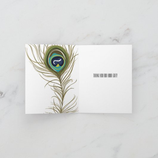Peacock Feather Dank u Bedankkaart (Binnen)