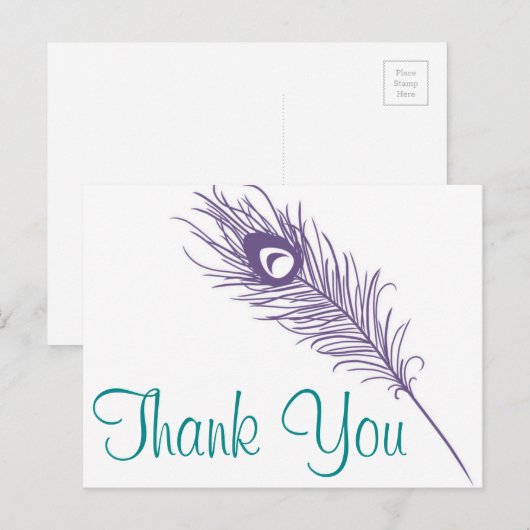 Peacock Feather Dank u Briefkaart (Voorkant / Achterkant)