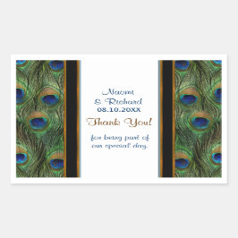Peacock Feather Dank u Seal - Aanpassen Rechthoekige Sticker