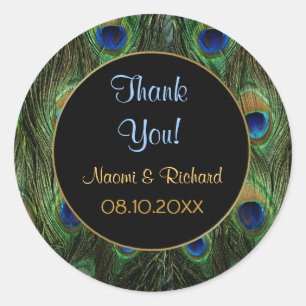 Peacock Feather - Dank u Seal - Aanpassen Ronde Sticker