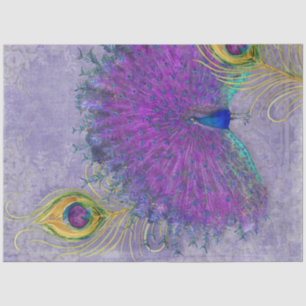 Peacock Feather Decoupage Paars Lavender   Tissuepapier