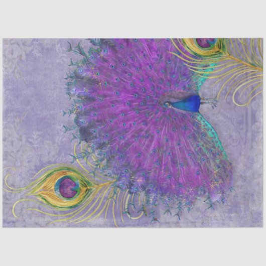 Peacock Feather Decoupage Paarse Lavendel  Tissuepapier (Voorkant)