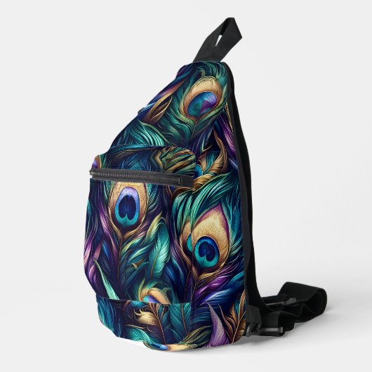 Peacock feather design uniek sling bag (Rechterhoek)