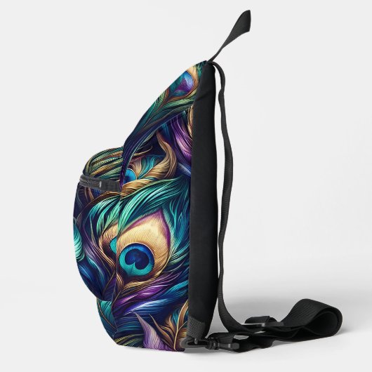 Peacock feather design uniek sling bag (Rechts)
