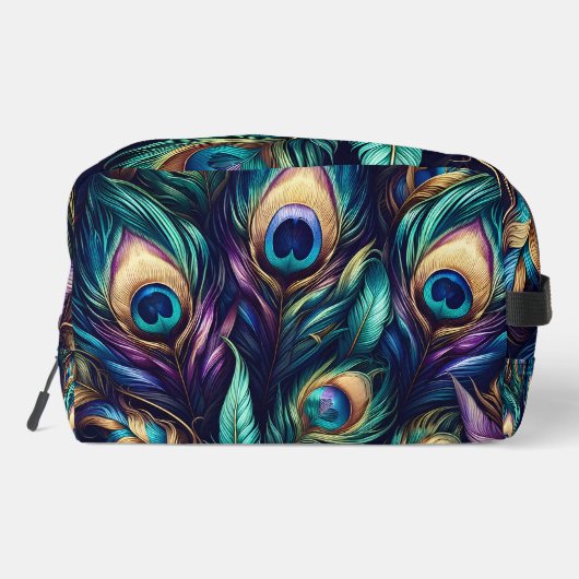 Peacock feather design uniek toilettasje (Achterkant)