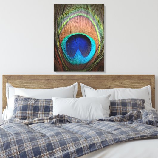 Peacock Feather Detail Decor Art Canvas Afdruk (Insitu (Slaapkamer))